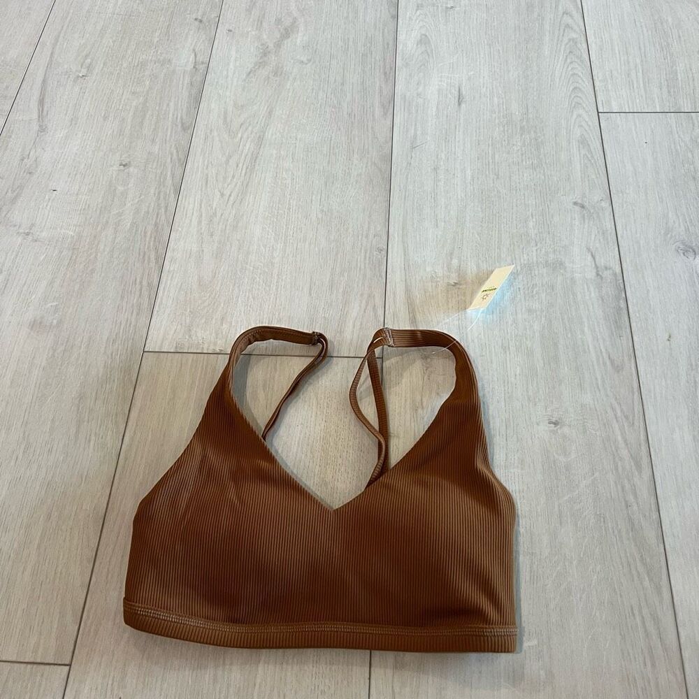 Offline by aerie Ribbed V-Neck Sports Bra - Brown